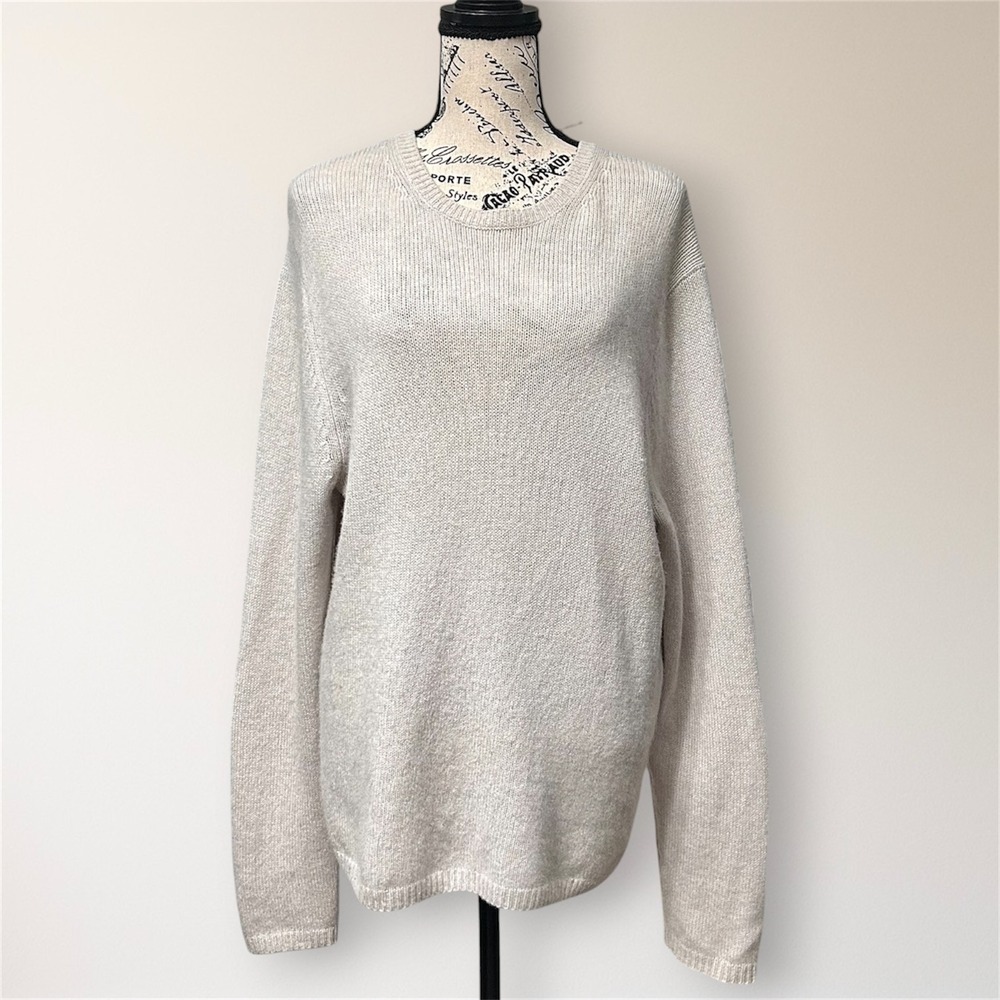 Vince Cashmere Sweater Ivory Crew Neck Lightweight Knit Quiet Luxury Minimalist - Picture 2 of 11